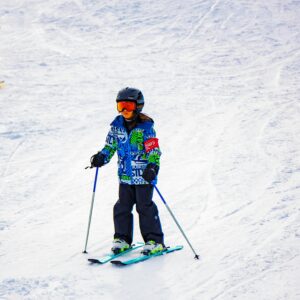 little boy skiing in hokkaido