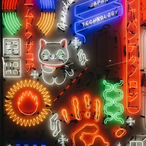 japanese language character neon light