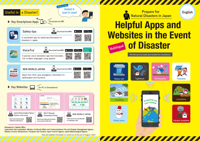 Helpful apps and websites in the event of disaster from Japan gov