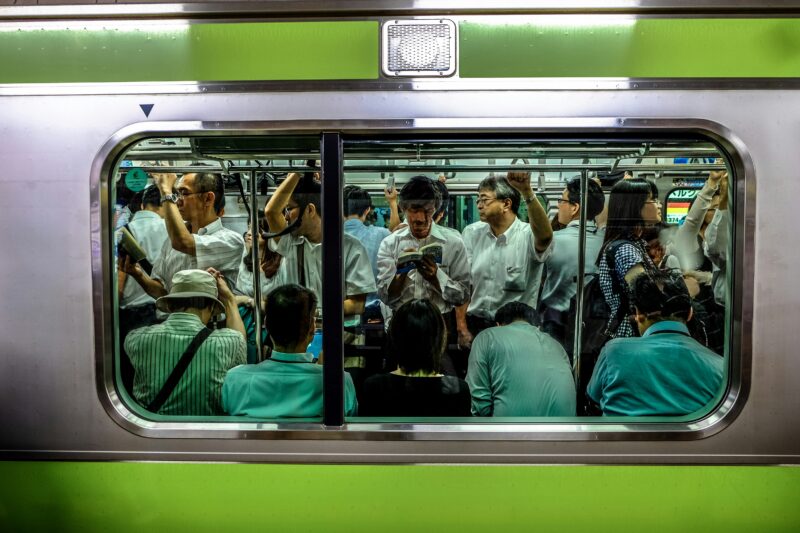 Japan train crowd