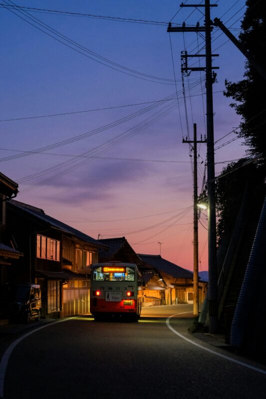 japan bus at night